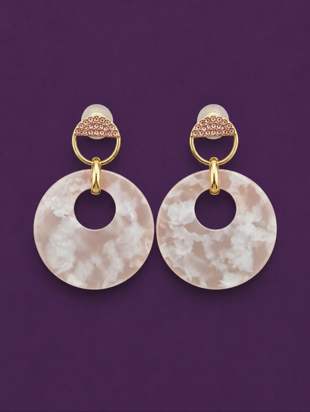 MARY KAY Powered By The Pink Large Circle Nebula Mod Post Earrings